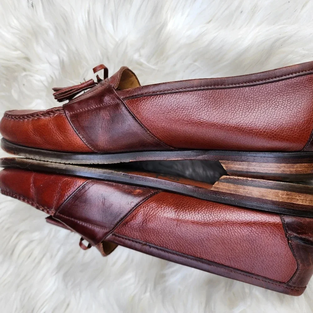 Johnston & Murphy Brown Leather Tassel Loafers Men's 10EE Wide Slip On